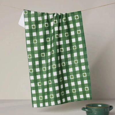 Fortunate Gingham Geometry Tea Towel