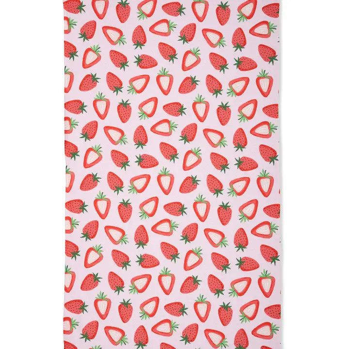 Sweet Strawberry Geometry Tea Towel