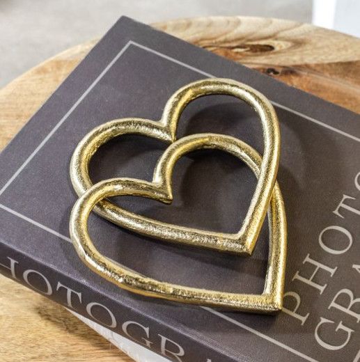 Interlocking Gold Metal Hearts