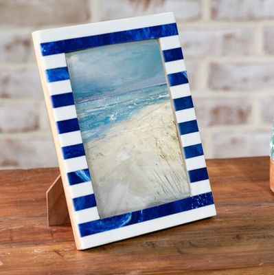 Blue Stripe Resin Photo Frame 5 x 7
