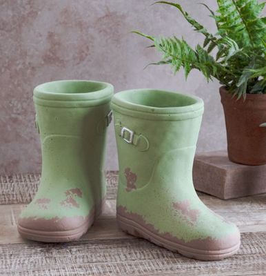 Green Boot Planters Pair