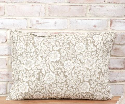 Beige Floral &amp; Leaf Pillow 14 x 20