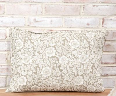 Beige Floral &amp; Leaf Pillow 14 x 20