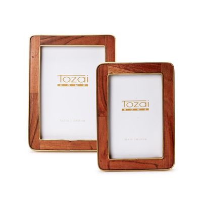 Wood Rounded Edge w/Brass Frame 5x7