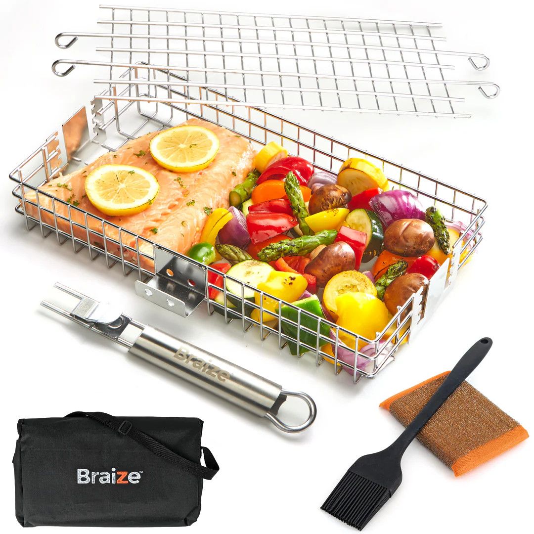 Adjustable Grill Basket w/Removable Handle