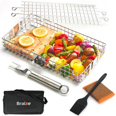 Adjustable Grill Basket w/Removable Handle
