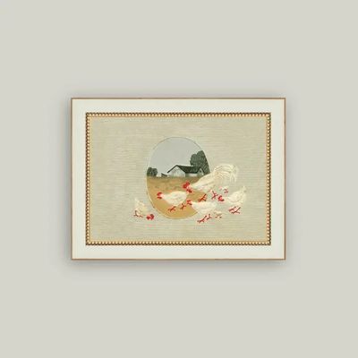 Spring Chickens Framed Antique Art