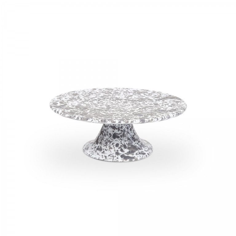 Cake Stand Grey Splatter Enamel by Crow Canyon