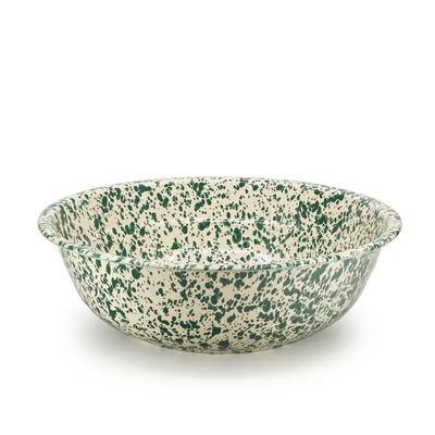 Medium Basin Green &amp; Cream Splatter Enamel by Crow Canyon