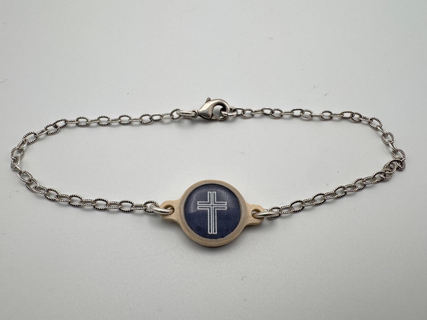 Silver + Slate Cross Bracelet