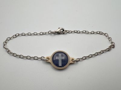 Silver + Slate Cross Bracelet