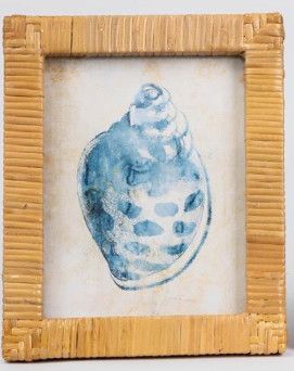 Framed Art - Seashells in Rattan Frame Lg