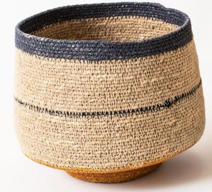 Indigo Edge Seagrass Basket Sm
