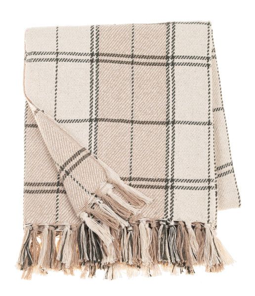 Green Plaid Woven Throw