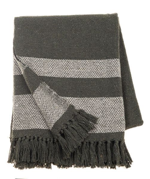 Green Color Block Woven Throw