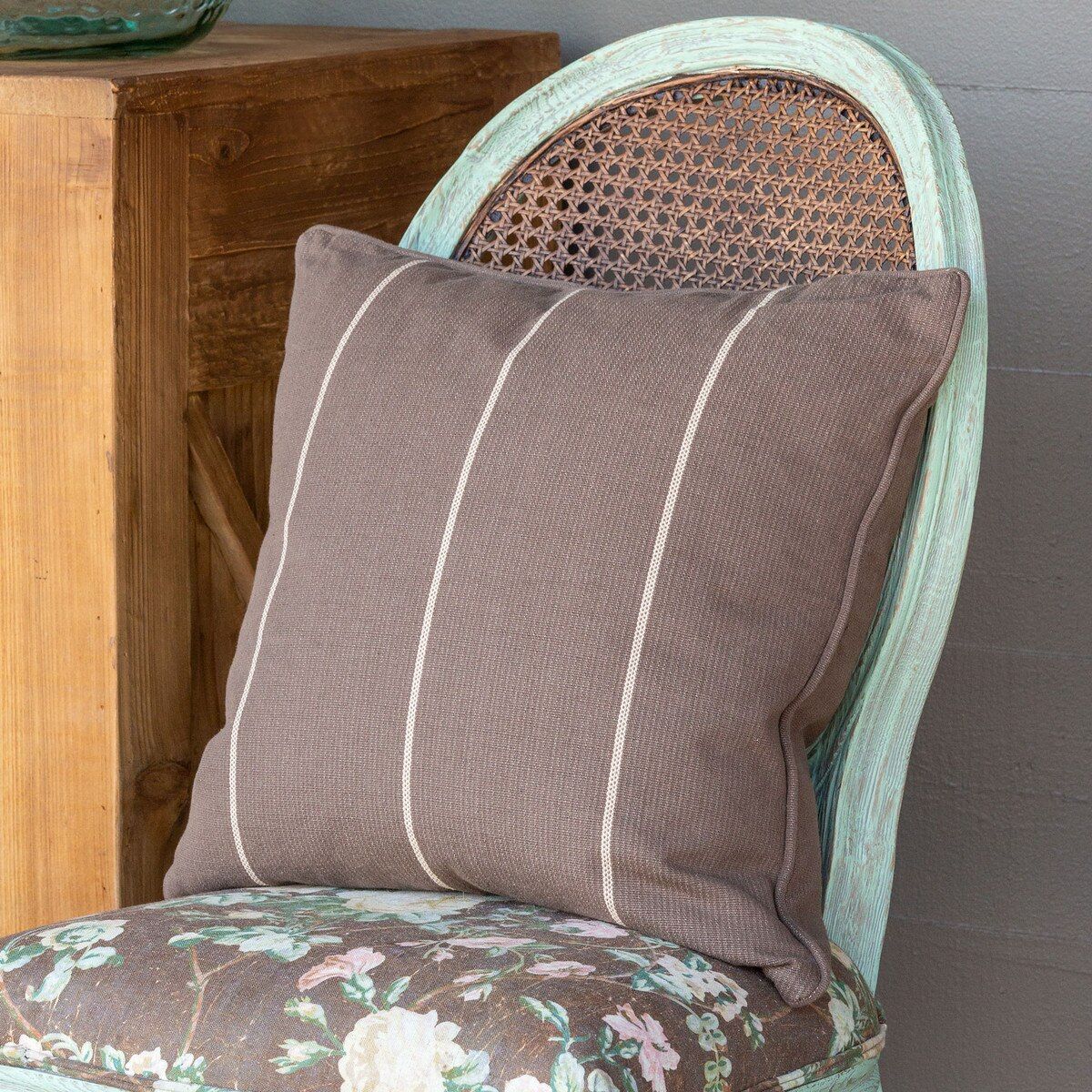 Mocha Pinstripe Cotten Pillow