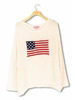 Simply Southern Cream Open Knit Flag Sweater, Size: XS