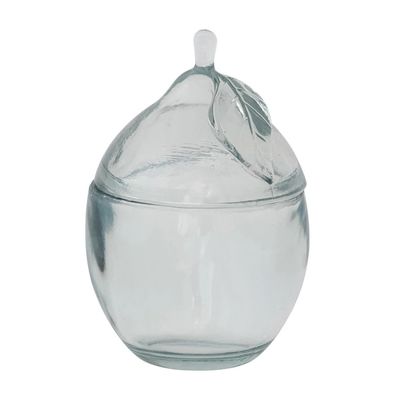 Recycled Pressed Glass Lemon Shaped Jar 8 oz