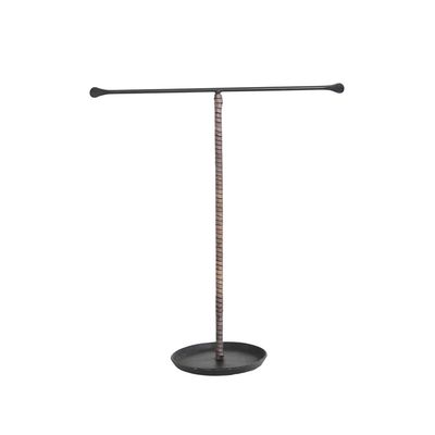 Cast Metal &amp; Leather Wrapped Jewelry Stand