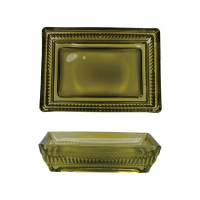 Pressed Glass Soap Dish, Olive
