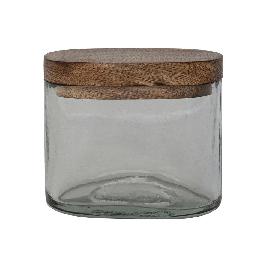 Hand-Blown Glass Jar w/Mango Lid 8 oz