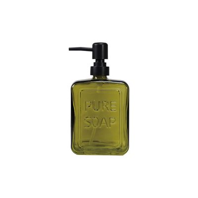 Pressed Glass Soap Dispenser, Olive