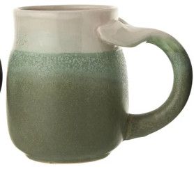 Mug w/Whale Tail Handle Green/White