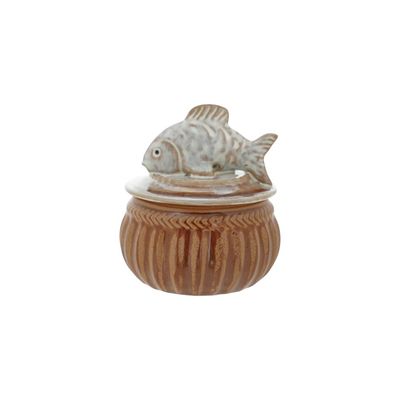 Stoneware Salt Cellar with Fish