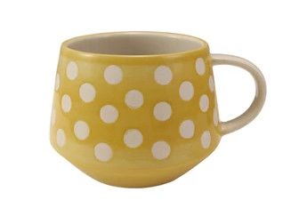 Hand-Painted Stoneware Mug Yellow Dots