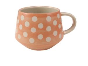 Hand-Painted Stoneware Mug Coral Dots