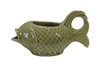 Stoneware Fish Shaped Creamer Green