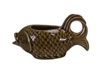 Stoneware Fish Shaped Creamer Brown