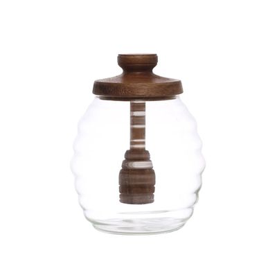 Glass Honey Jar w/Acacia Wood Lid