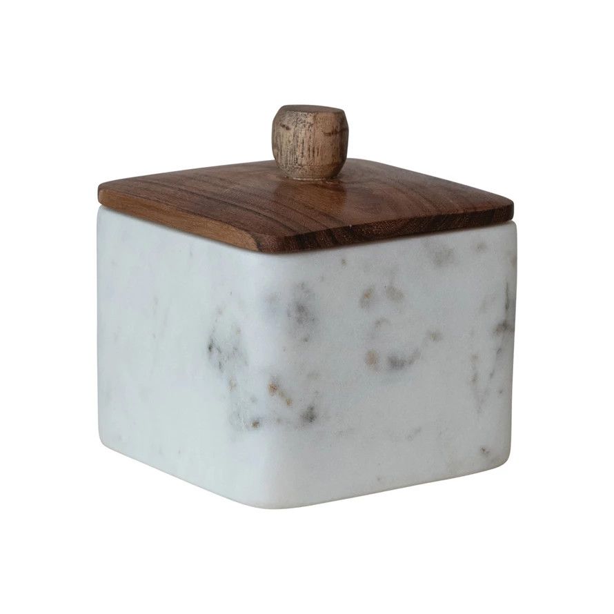 Marble Container w/Acacia Wood Lid
