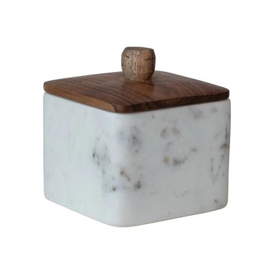 Marble Container w/Acacia Wood Lid