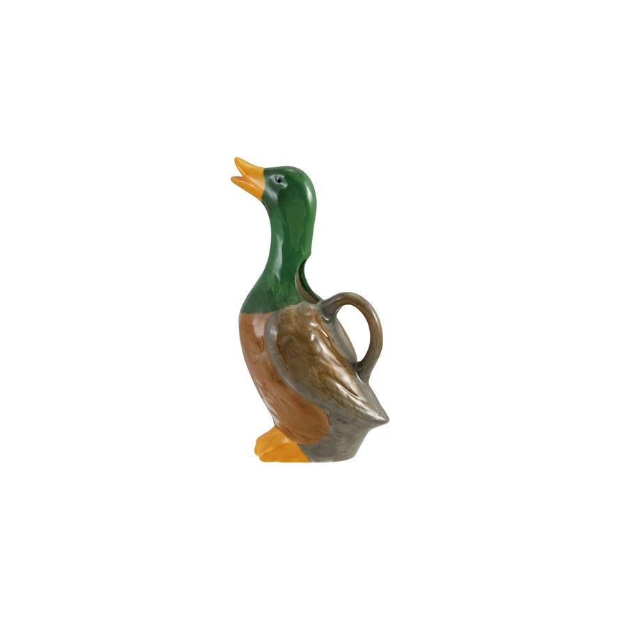 Hand-Painted Stoneware Duck Shaped Pitcher