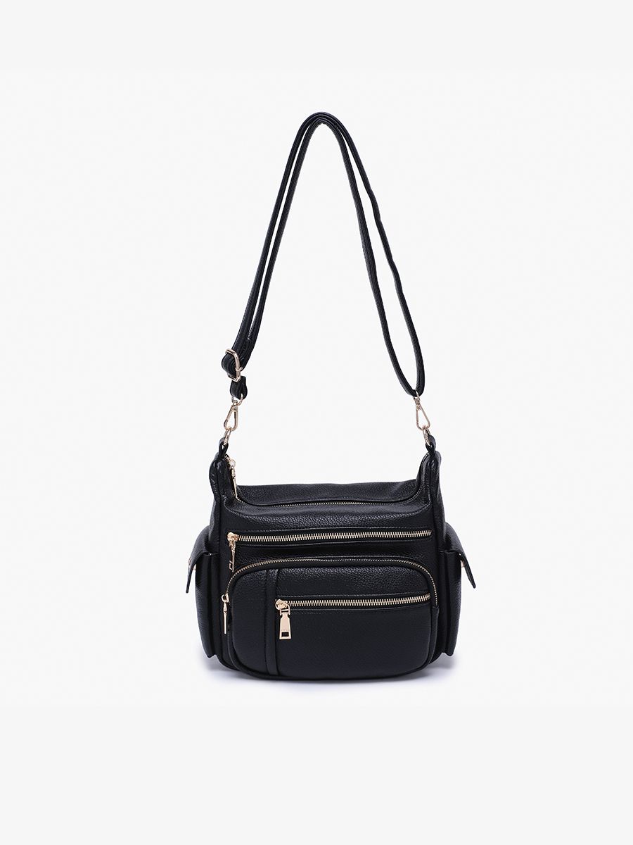 Nicole Vegan Crossbody, Color: Black