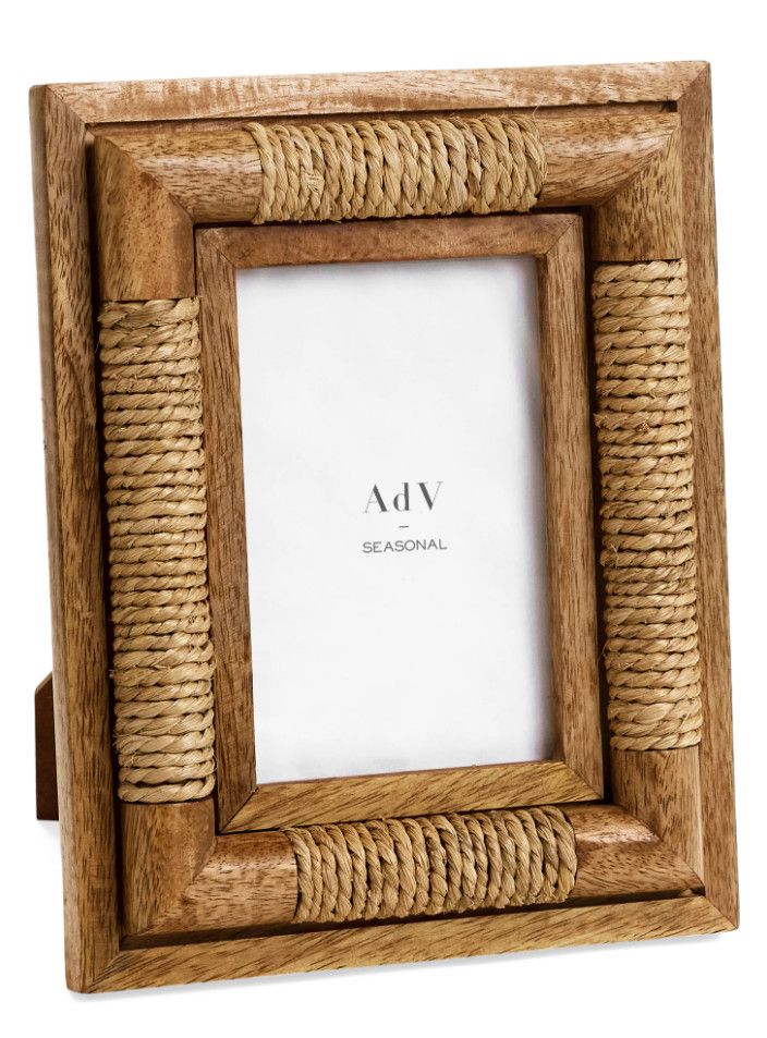 Picture Frame Mango Wood/Rope 4x6