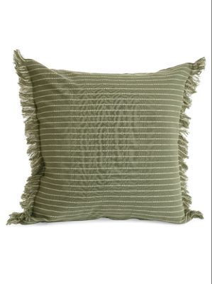 Cushion Woven Cotton Thin Stripes Green Pillow 18x18