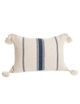 Cushion Stripes Cotton Greige/Navy Pillow 14x20