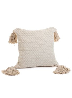 Cushion Cotton Tassel Taupe Pillow 17x17