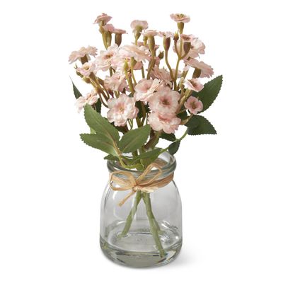 Pink Primrose in Glass Vase w/Faux Water 8”
