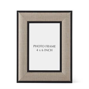 Black Wood &amp; Linen Photo Frame 4x6