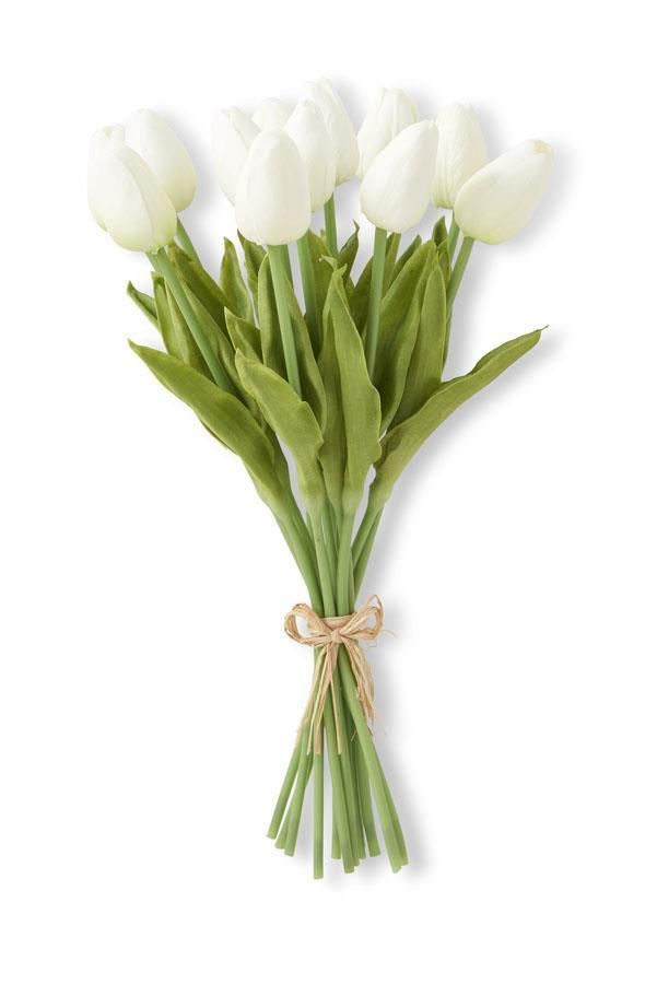 White Mini Tulip Bundle 13”