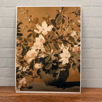 Vintage Magnolia Blossom Oil Print