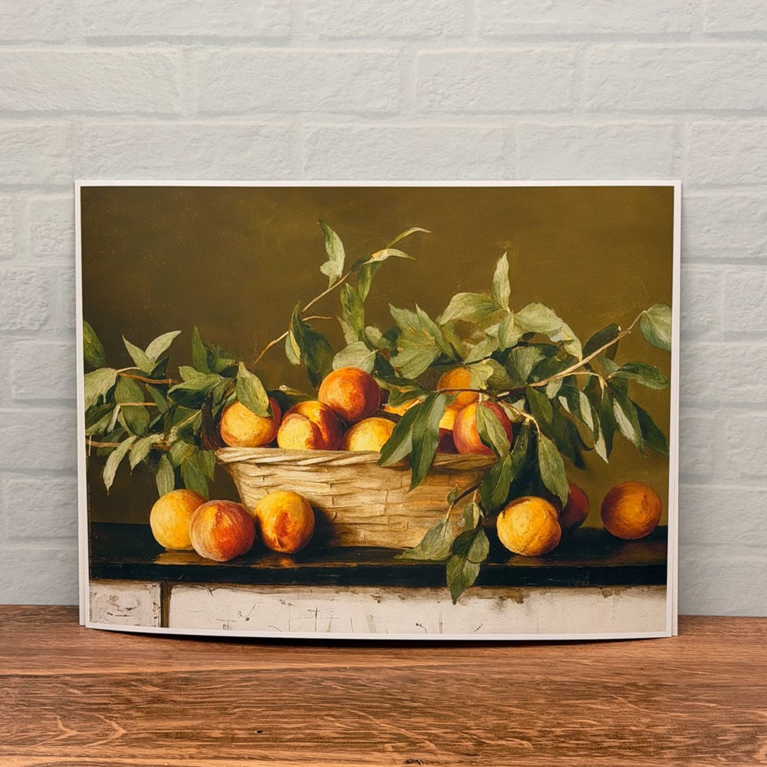 Basket of Peaches Still Life Oil Print