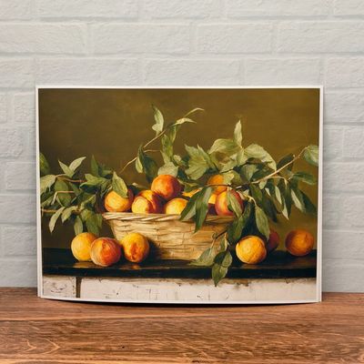 Basket of Peaches Still Life Oil Print