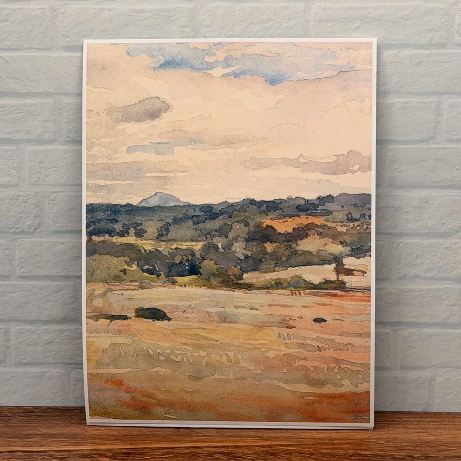 Rolling Hills Landscape Watercolor Print