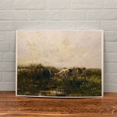 Marshland Grazing Cows Oil Print