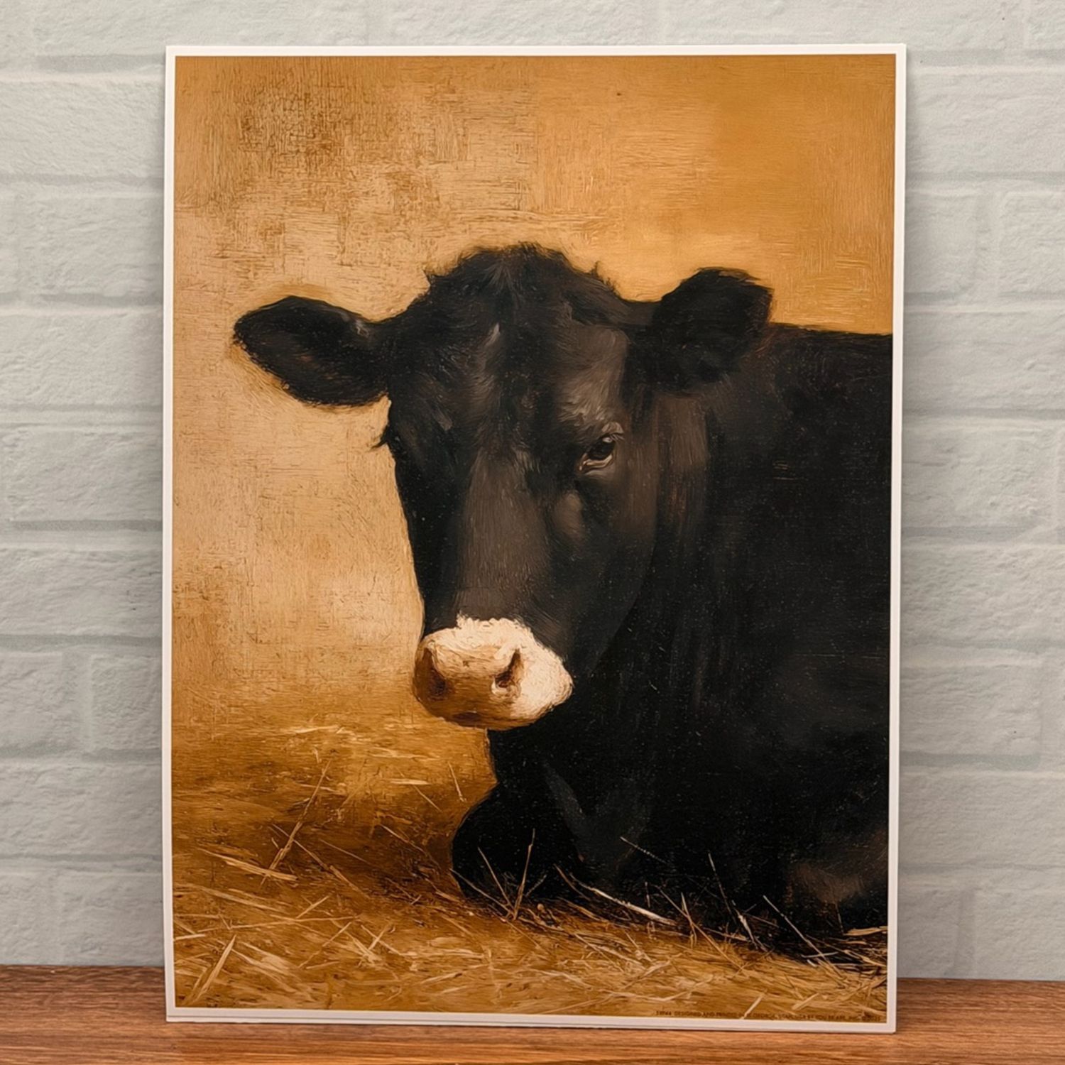 Rustic Angus Cow Oil Print